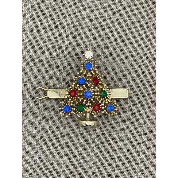 Hair Accessory Barrette Christmas Tree Gold Red Blue Colors - Picture 5 of 9